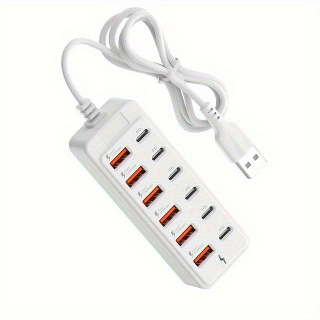 TEMU 1pc 12-port Usb Fast Charging Station - 6×type-c Pd + 6×usb-a Ports, 66w Max Per Port For Laptop/tablet/multi-device, Power , , Charging, Power Strip Adapter, Tech Enthusiasts