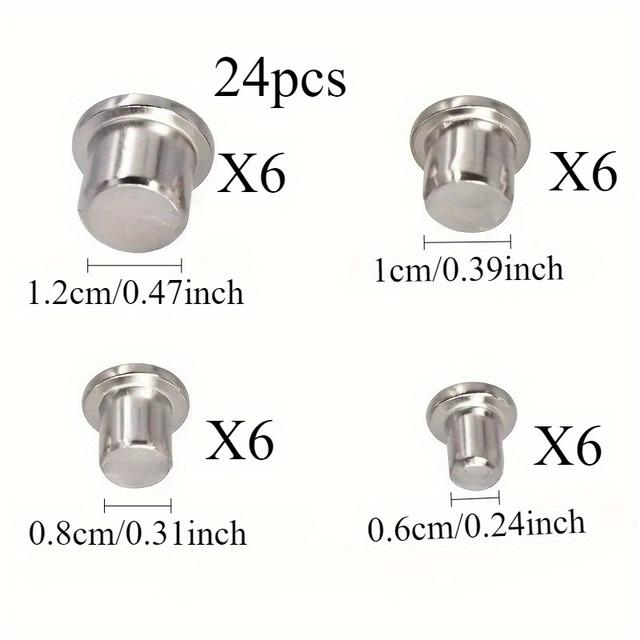 TEMU 24pcs Metal Dowel And Tenon Center Set, Precision Tool For Woodworking, With Transfer Plugs, Furniture Assembly|conical Design|durable Components, Woodworking Tools