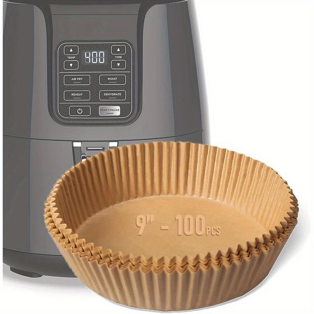 TEMU 6.3" 100pcs Air Fryer Disposable Paper Liners, Air Fryer Liner, Airfryer Parchment Paper Liners Sheets For Air Fryer Basket Accessories