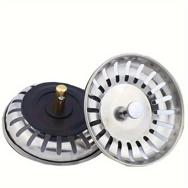 TEMU Stainless Steel Sink Strainer Basket Plug, Easy Clean, , Waterproof - Universal 78mm Diameter Kitchen Drain Stopper Replacement For Uk Sinks