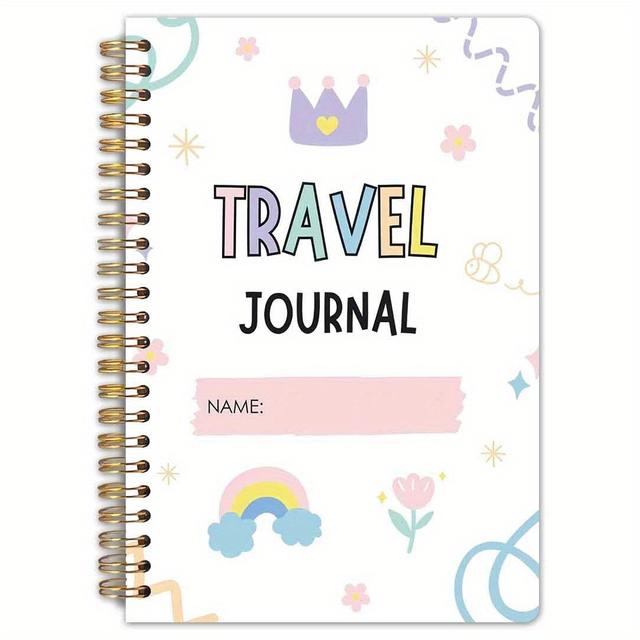 TEMU 1pc Spiral Notebook -50 Pages Double-sided Printing High-quality Inner Pages, 5.5x8.3 Inches, Used For Diaries, Travel Memories Scrapbooks, Travel Planning
