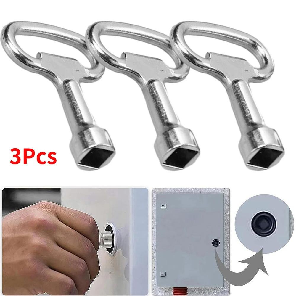 TEMU 3pcs/lot Square Key Wrenches Heating Vent Key Stainless-steel Electric Cabinet Door Lock Turn Tongue Lock Water Tap 8mm Vent Key