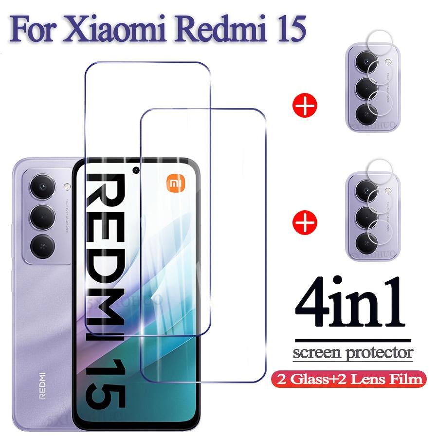 TEMU 2+2 For Xiaomi For Redmi 15 4g, Transparent Tempered Glass Hd Screen Protector For Redmi 15 5g, 2+2 Camera Lens Film, , , Bubble-free, , Phone Additions