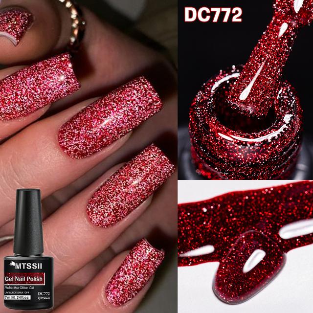 TEMU 0.24oz Glitter Reflective Gel For Nail Polish In Dark Red, Featuring And Diamond Effect, Perfect For Nail Art And Manicure Supplies