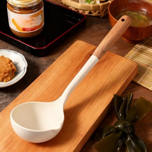 TEMU Extra Large Silicone Soup Spoon | Heat-resistant Cooking Ladle For Rice , Soup & Kitchen Use - Food-grade Safe Flexible Spoon With Long Handle, Anti-slip Grip - Easy To Clean & Durable