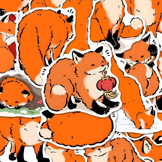 TEMU 80 uroczych naklejek z małymi lisami, idealne do dekorowania pamiętników z fantazyjnym designem