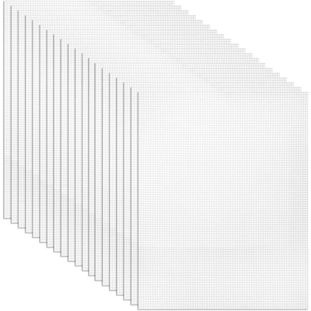 TEMU 20pcs Clear Plastic Mesh Canvas Sheets For Embroidery Crafting - White, Flexible & For Diy Projects, Sewing, And Artwork
