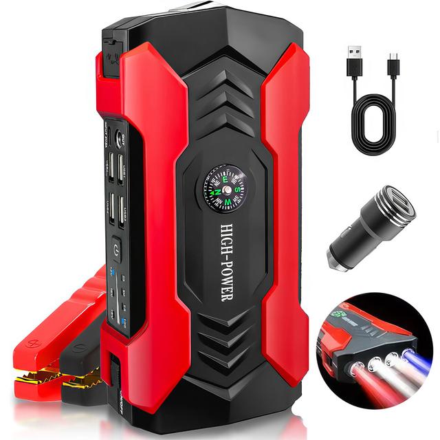 TEMU 1pc 8in 1 Car Jump Mobile 89800mah Portable 12v Car Jump Charger Booster With Emergency Led Light Escape For Camping, Outdoor, Emergency And Travel