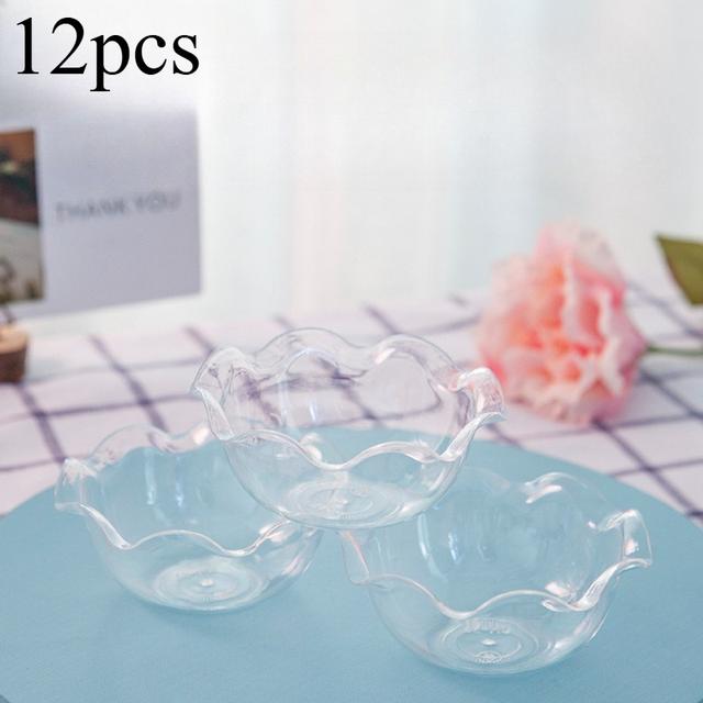 TEMU 12 Stück Spitzen-Schalen für Lotusblumenbecher, kreative transparente Dessert-Mousse-Tassen, Eiscreme-Holzschalen, Outdoor-Party-Dessertschüsseln