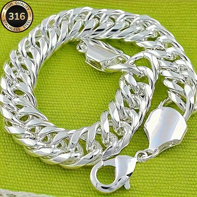 TEMU 1pc Cuban Heavy Bracelet | Men's 316 316 Steel, 18k Gold Plated For Daily Wear, Weddings, Travel, Parties