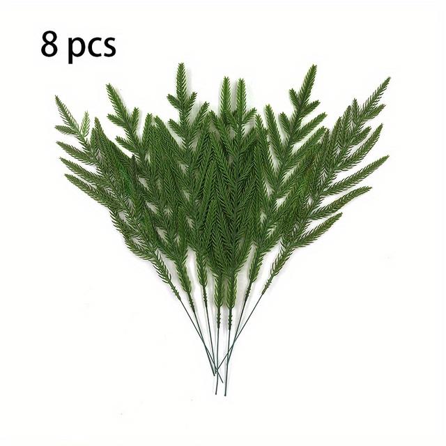 TEMU 8pcs Artificial Pine , 13.38" Christmas Greenery Stems, Plastic Cedar Sprays, For Diy Crafts, Wreaths, Indoor & Outdoor Home Decor, Holiday Arrangements
