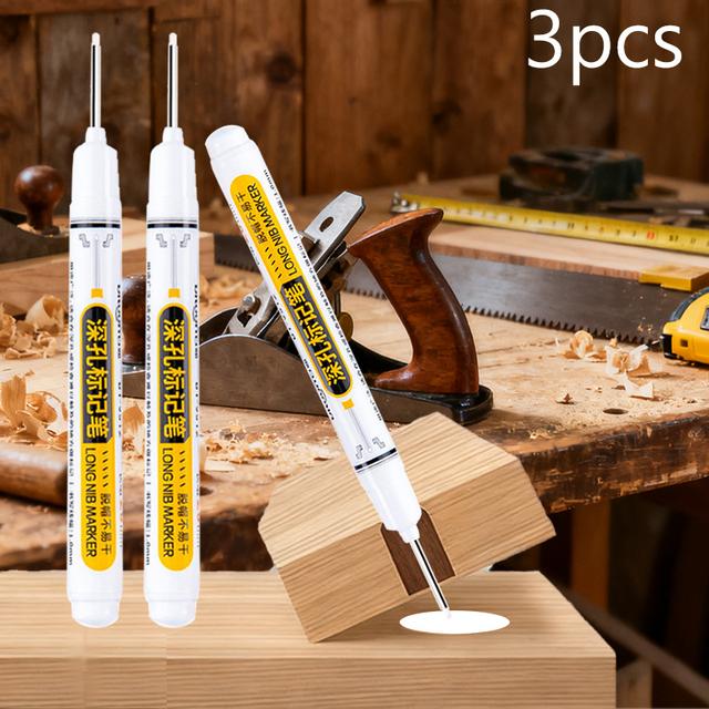 TEMU 3pcs White Long Nib Marker Pens-quick-drying, Medium Point, Smooth Writing, Drawing Pens, Office Supplies, School Supplies, Suitable For Wood, Plastic, Glass, Metal, Leather