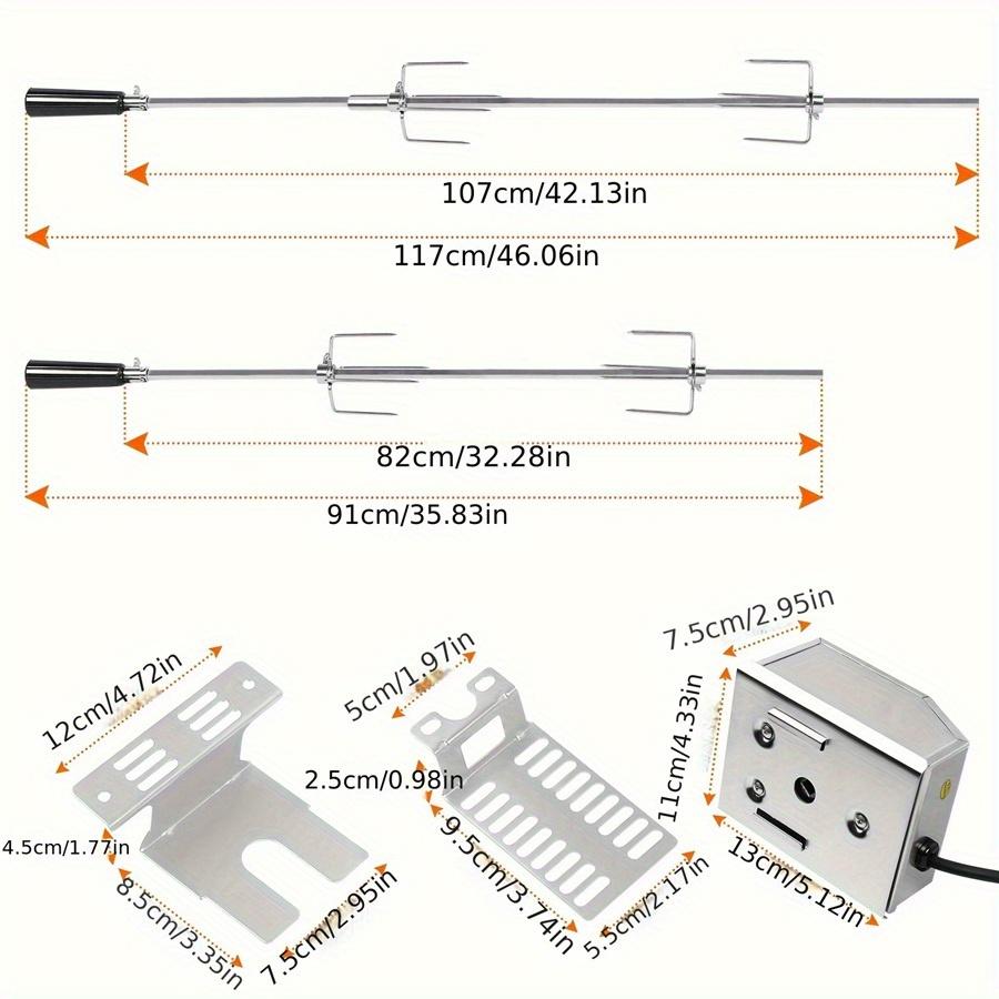 TEMU Bbq Rotating Fork For Parties With 4 Stainless Steel Meat Needles
