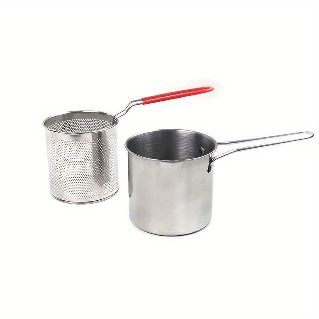 TEMU Stainless Steel Deep Fryer With Filter Basket - Compact And , Holidays Like Christmas, Halloween, Valentine's Day, Etc. Ideal For Crinkle Fries, , Fish, And Chicken - Essential Kitchen Tool For