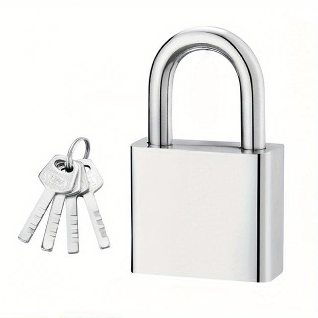TEMU 1 Hangslot met 4 Sleutels, RVS Hangslot met Vierkante Scharnieren, Anti-Diefstal Klein Slot - Roestbestendig