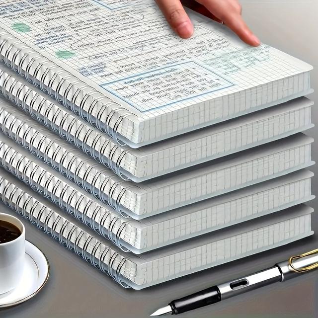 TEMU 4개 A5 스파이럴 노트북 - 내구성 강한 찢김 방지 종이 & 바인딩, 두꺼운 겹쳐 쓸 수 있는 페이지, /오피스/저널링 노트북 (그리드/라인/플레인 페이지), 학생용 내구성 강한 와이어 바인딩, 불릿 저널링 용품