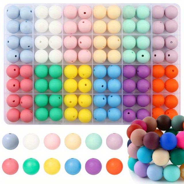 TEMU 96pcs 15mm Mixed Color Silicone Beads Handmade Diy Crafting Kit Bulk Silicone Beads For Keychains, Pens And Bracelets