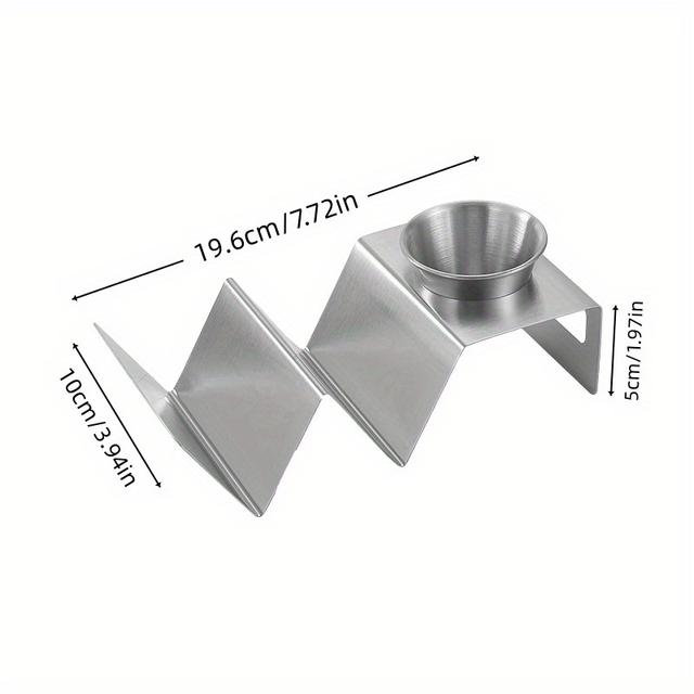 TEMU 헤비듀티 상업용 타코 피자 랙 - W형 주방 정리대, 조립 불필요, 쉬운 세척 스테인리스 스틸 (430), 레스토랑/가정/베이커리용 - 타코, 피자, 에그롤, 빵, 팬케이크 완벽한 공간 절약 카운터탑 랙, 다이닝 , W형 디자인, 매끈한 메탈릭 마감, 내식성 소재