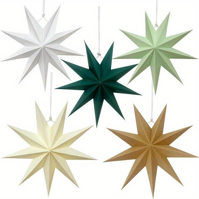 TEMU 5pcs (30cm/ Inches) Multicolored Paper Star Ornaments For Christmas Decoration, Festive Hanging Decorations, Store Celebration Decor, And Lampshades.
