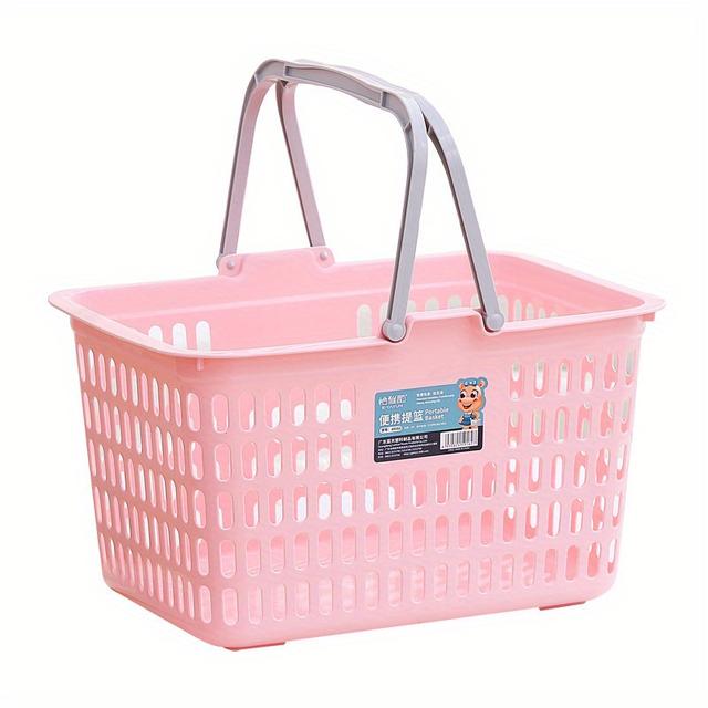 TEMU 2pcs Colorful Shopping Baskets With Handles, Stackable Retail Baskets For Retail Stores, Supermarkets, Bookstores, Home Storage, Used For Store Display
