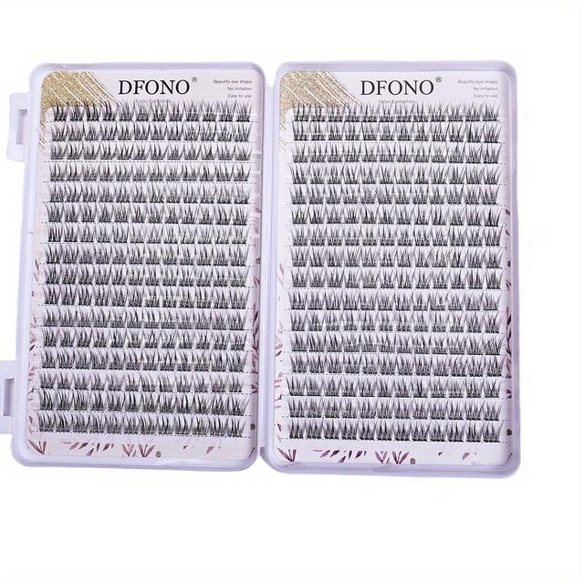 TEMU 384 Clusters Fishtail Diy Eyelashes Soft Light Reusable Cluster Lashes For Natural Look Easy To Apply Long Lasting