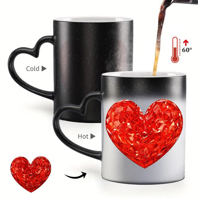 TEMU Magischer Farbwechsel-Kaffeebecher - Herzförmige -Tasse mit temperaturabhängigem Farbwechsel, wiederverwendbar für Heißgetränke, Valentinstagsgeschenk, Partygeschenke & (-Aktivierter Farbwechsel)