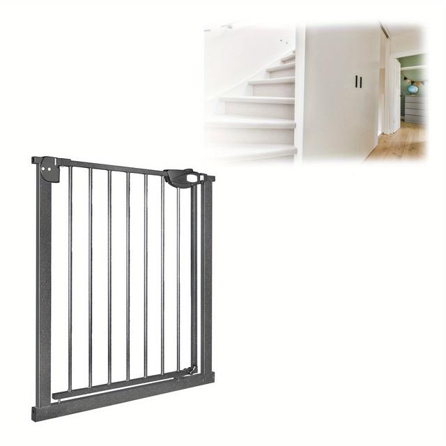 TEMU Stair Gate Door Safety Gate Without Drilling, Door Gate With Pressure Fastening, Self-closing, Expandable (black)