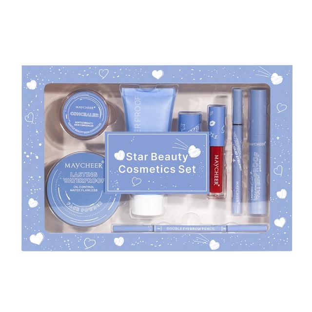 TEMU Kit Completo de Maquillaje para Mujeres - Polvo Fijador, Corrector, Base Líquida, Delineador de Ojos, Lápiz de Cejas, Máscara, Lápiz Labial y - para Navidad