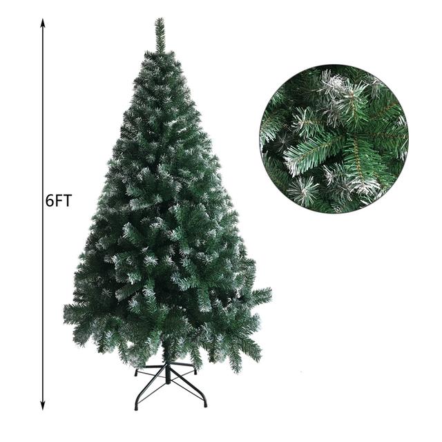 TEMU Motoos 6ft Snow Flocked Christmas Tree, Artificial Christmas Tree With Pine Cones For Home, Party, Holiday, 650pvc Branch Tips, Metal Stand And Hinged Branches