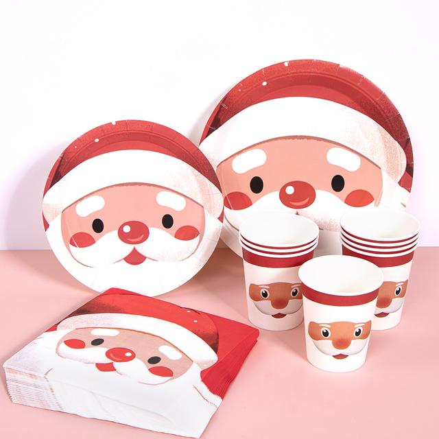 TEMU 100pcs Round-faced Santa Claus Party Set, Christmas Plates, Tissue Paper Cups, Cutlery Set For Holiday Parties, Essential For Christmas Desserts For Christmas, Newyear, Valentine, Party Events