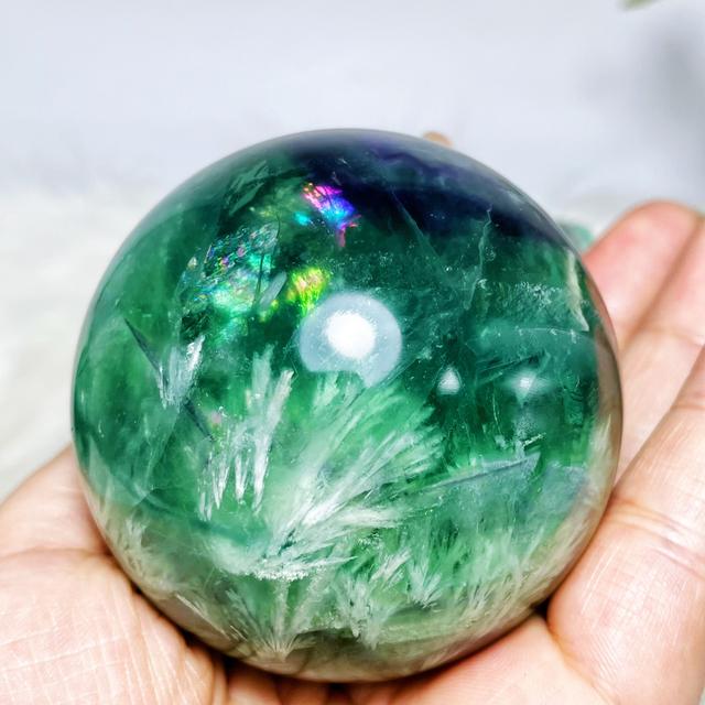 TEMU 1pc Natural Snowflake Fluorite Crystal Ball 2.16- 2.55inch- Purple Bohemian Style Round Home Decor, Unique Christmas Mother's Day Gift, Crystal Ball Crystal Figurines