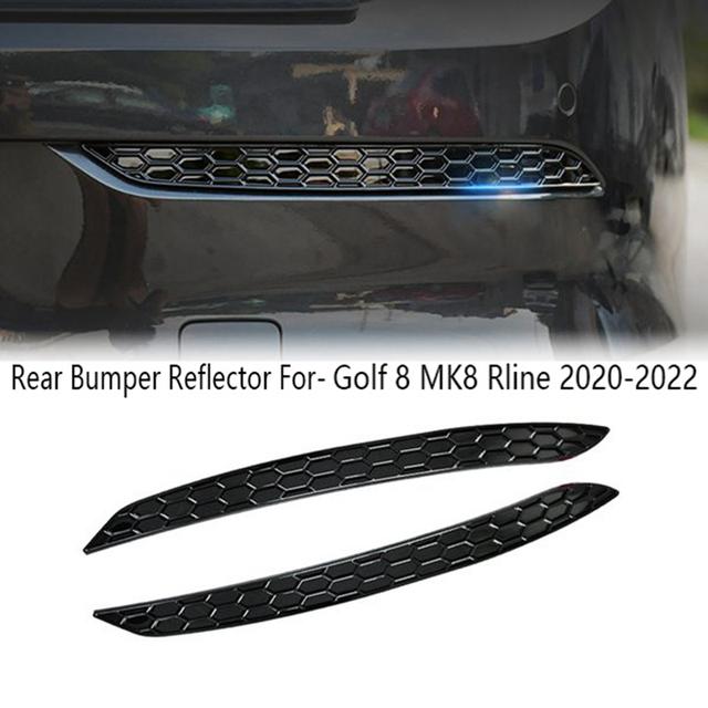 TEMU Modified Black Glossy Honeycomb Tail Rear Reflector Fog Light Lamp Cover Trim Strip For Golf 8 Mk8 Rline 2020 2021