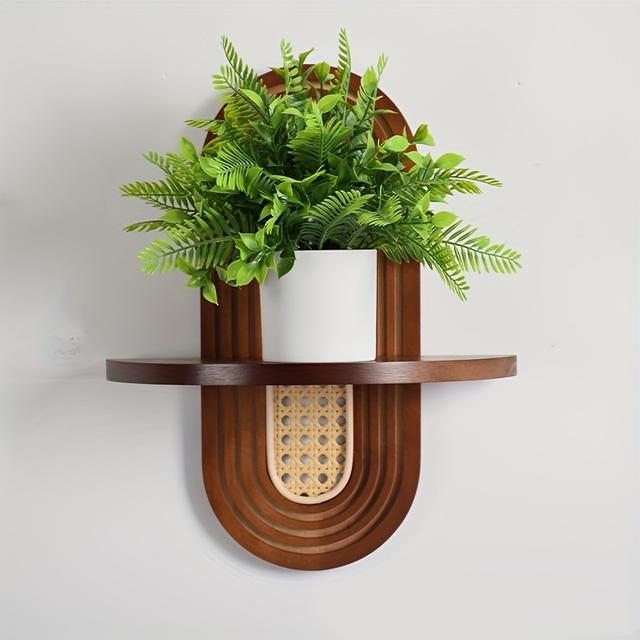 TEMU 러스틱 우드 벽걸이 선반 장식 스크롤워크 디자인 - 드릴 필요 없음, 빈티지 스타일 욕실, 거실, 침실 및 식당 장식용, 욕실 액세서리, 러스틱 매력, 자연 질감