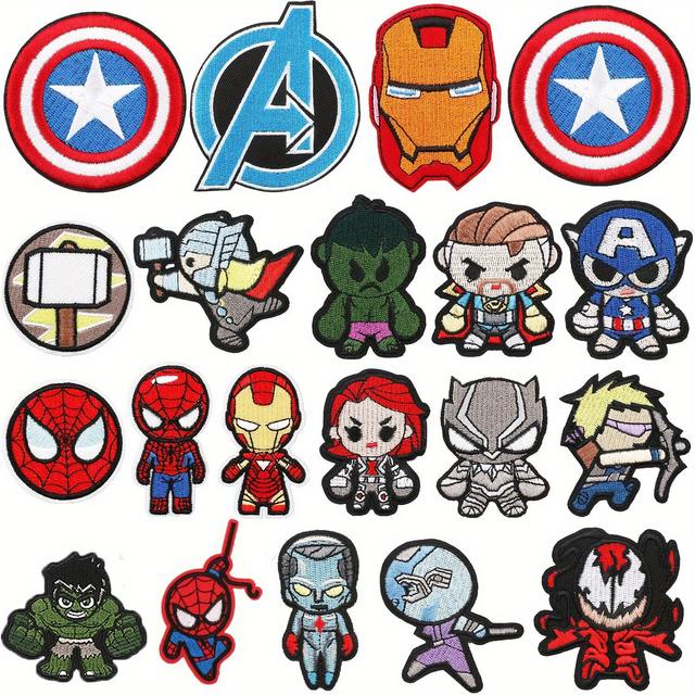 TEMU 19/20 قطعة سلسلة مضحكة على البطاقات، تطري على التطريز لإصلاح البطاقات DIY مشاريع الحرفية للملابس والسترة والجينز والسراويل والفساتين والحقائب والقبعات والديكورات والهدايا