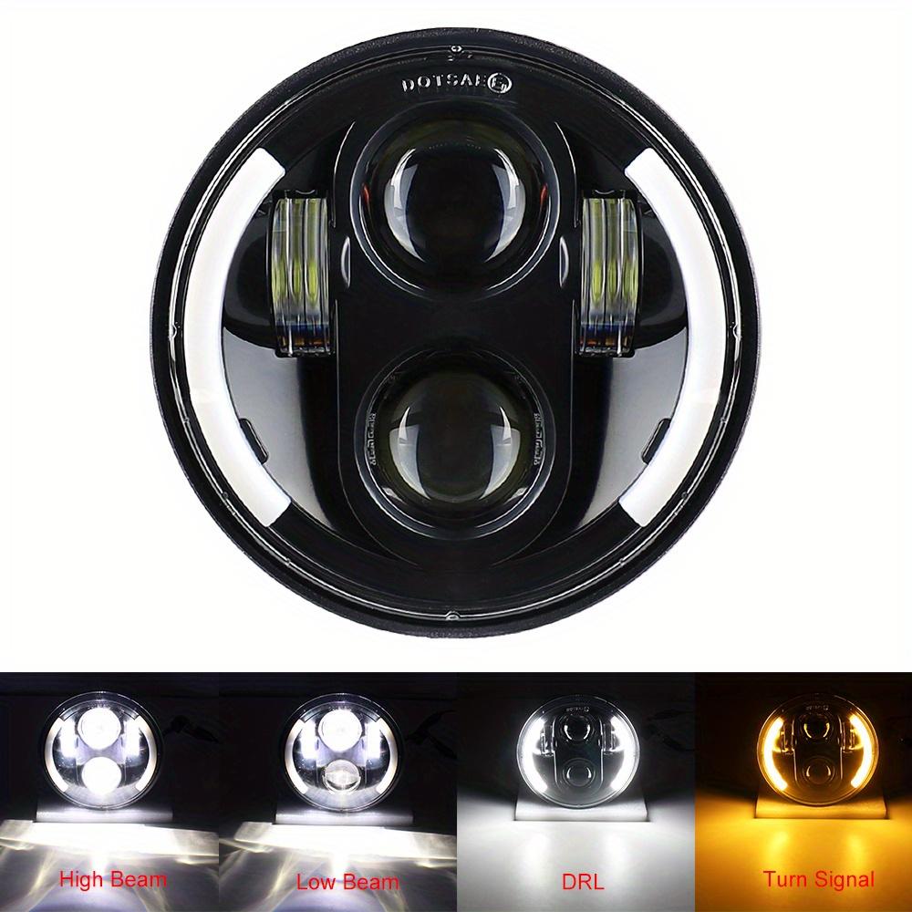 TEMU 5.75 Inch Motorcycle Led Headlight 5 3/4" Led Moto Headlamp Drl Turn Signal Light For Softail Iron 883 Xl883 Fxcw, Without Battery