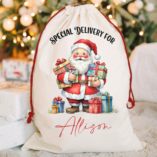TEMU Personalisierter Santa-Sack mit Namen - Weihnachtsgeschenktasche mit Festlichem , für Feiertagspartys & Veranstaltungen