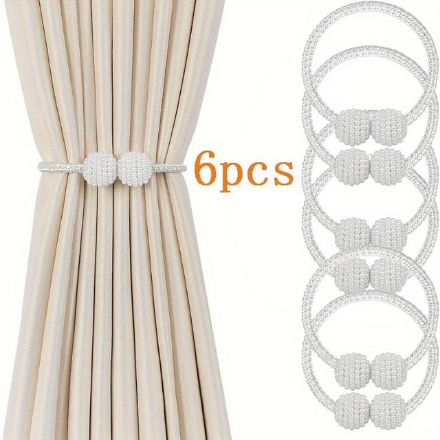 TEMU Set Of 6 Magnetic Curtain Tiebacks Made Of Polyester Rope, Measuring 40cm/15.75in, Designed For Contemporary Window Drapery And Suitable For Home Or Office Decoration