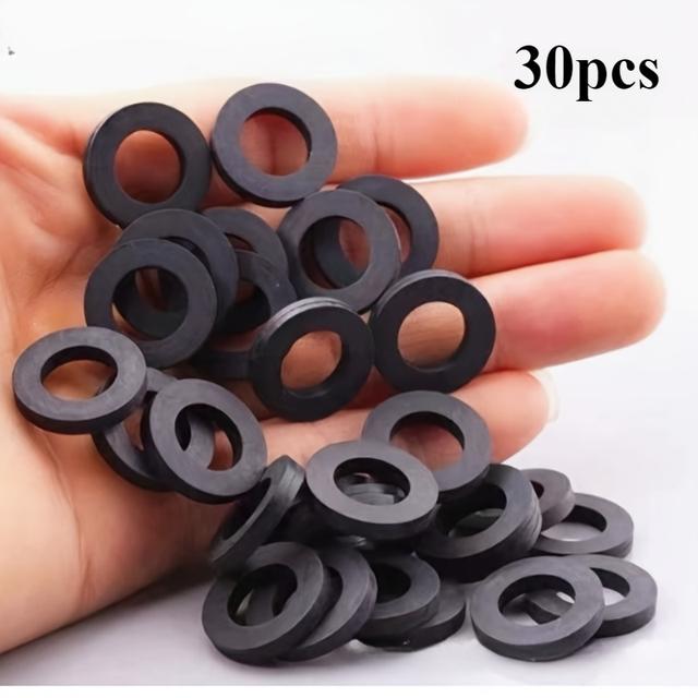 TEMU 30 Black Rubber Pads With For Use With Pipes, Shower Heads, Water , Water Heaters, Shower Additions, Nozzles, And Mixing Valve Seals