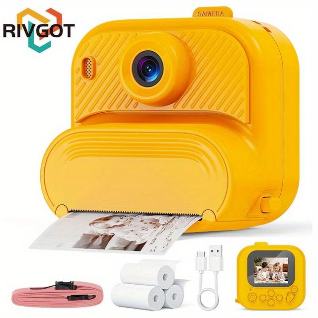 TEMU Rivgot Instant Print Camera, 1080p Kids Camera, Hd Camera, Mp3, Usb Interface, Portable Toy, Suitable For 3- Boys And Girls, Back To , Christmas Birthday Gift