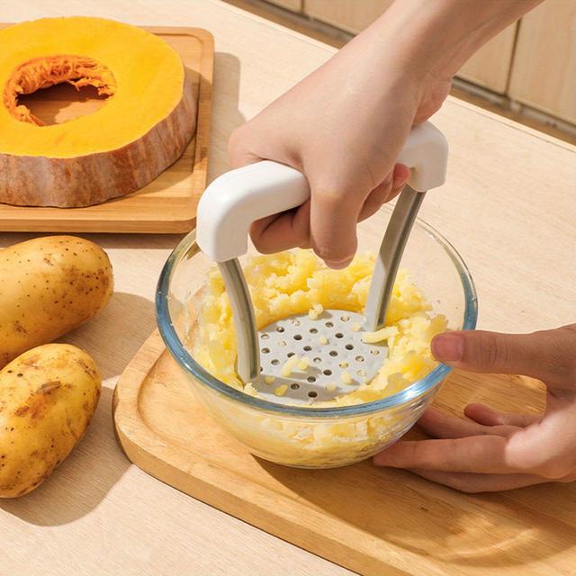 TEMU White Pp Manual Potato Triturator With Non-slip Handle, Washable Kitchen Vegetables Triturator, Fruits Juicer, Potatoes Juicer, Vegetables Crusher For Cooking And Dining, Gadgets