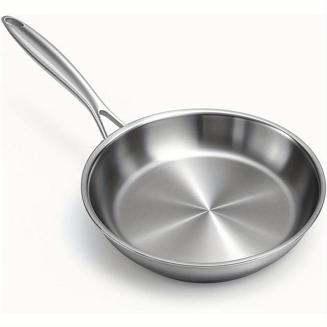 TEMU Frying Pans Stainless Steel - 20 Cm Impact Frypan, Large Induction Frying Pan, Dishwasher Safe Open With Stay-, Kitchen Cookware Works On All Cooktops