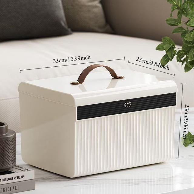 TEMU صندوق تخزين لجميع ، منظم محمي بكلمة مرور للاستخدام في الهواء الطلق والمنزل، حامل ملفات وملفات متعدد الاستخدام مع قفل، صندوق آمن للمجوهرات، خزانة تخزين ذات طبقتين