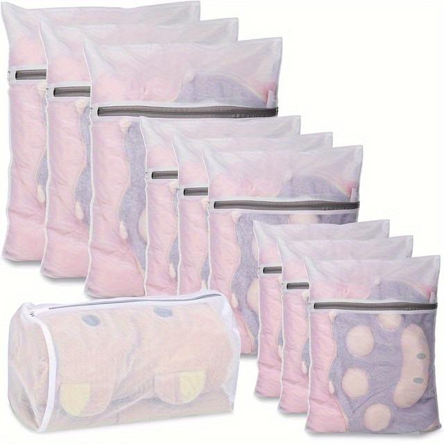 TEMU Popular 10 Exquisite Mesh Laundry Bags, 4 Sizes Mesh Laundry Bags, High Quality Zipper, Underwear Laundry Bag, Travel Laundry Bag 3 Large, 3 Medium, 3 Small, 1 Cylinder, Laundry Bag, Laundry Bags