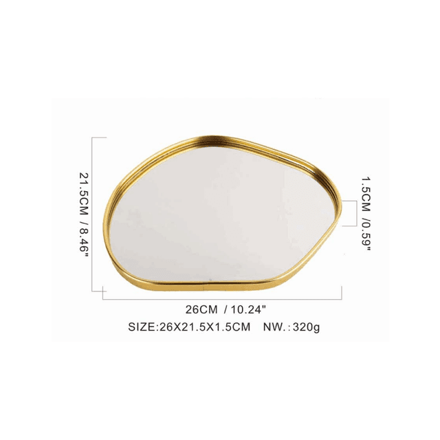 TEMU Elegant oval metallsmyckesfat, flerfunktionell bordsskiva för toalettbord, badrum, parfym, kosmetik och tillbehör, oregelbunden blomdesign, metallkonstruktion, smyckefat