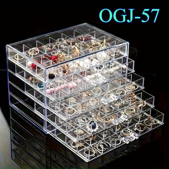 TEMU Présentoir à bijoux multi-compartiments | Rangement de grande pour boucles d'oreilles, , bracelets, bagues - Organisation facile, matériau plastique