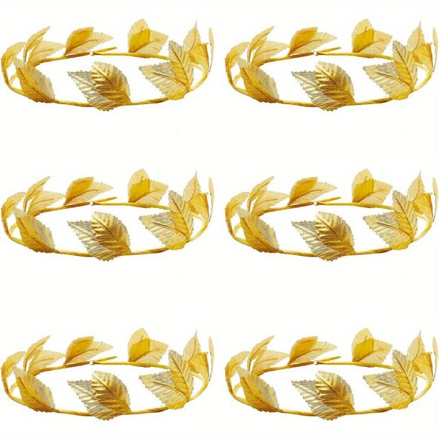 TEMU 6 Stück Römischer Lorbeerkranz Toga-Kopfschmuck, Goldener Blätterkranz, Griechische Krone für Kopfschmuck, Party, Hochzeit, Ball, Festival Haaraccessoires Halloween & Weihnachten