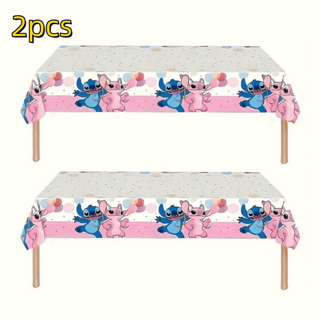 TEMU 1/2 unidades Toalha de Mesa Disney Stitch Desenho Animado | Adequada para o Ano Novo, Dia dos Namorados e Decorações de Feriados, Material Plástico, Retangular