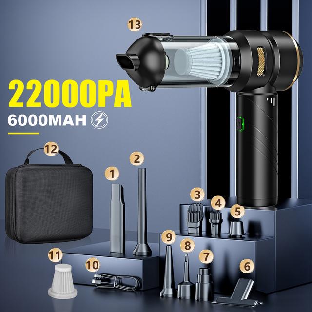 TEMU 22000Pa Leistungsstarker Handstaubsauger - Kabellos für Zuhause und Auto, Kompakter Staubsauger, Tragbarer Autostaubsauger, 4-in-1 für Tierhaare/Couch/Teppich mit Staubentfernung