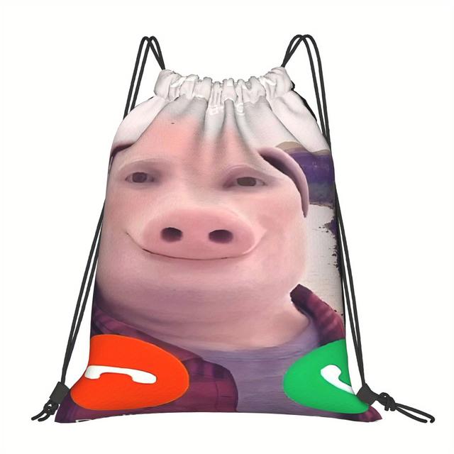 TEMU John Pork I Calling Drawstring Bags Lightweight For Gym Gear Outdoor And Daily Use