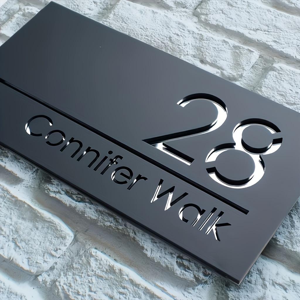 TEMU Custom Acrylic Door Number - Elegant Cursive Style, 3d Premium Self-adhesive Wall-mount Design For Indoor & Outdoor Use, No Wiring Required, Perfect For Homes, Offices, Hotels, And Apartments